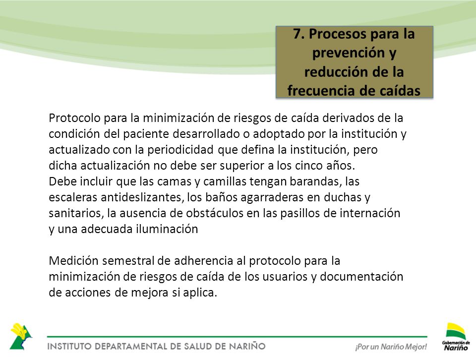 7. Procesos para la prevención y reducción de la frecuencia de caídas