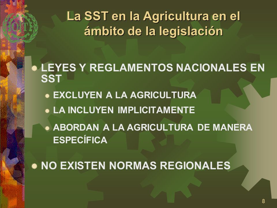 La SST en la Agricultura en el ámbito de la legislación