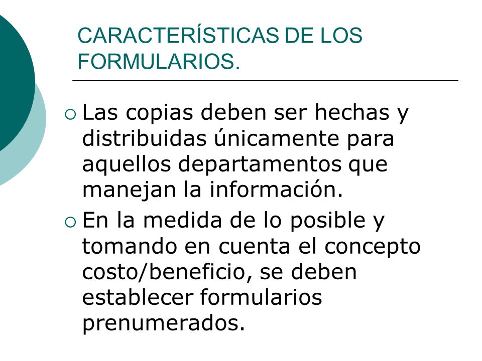 CARACTERÍSTICAS DE LOS FORMULARIOS.