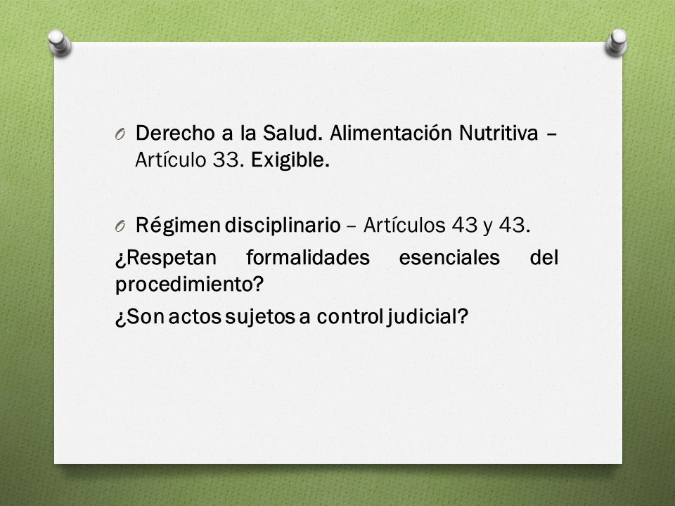 Derecho a la Salud. Alimentación Nutritiva – Artículo 33. Exigible.