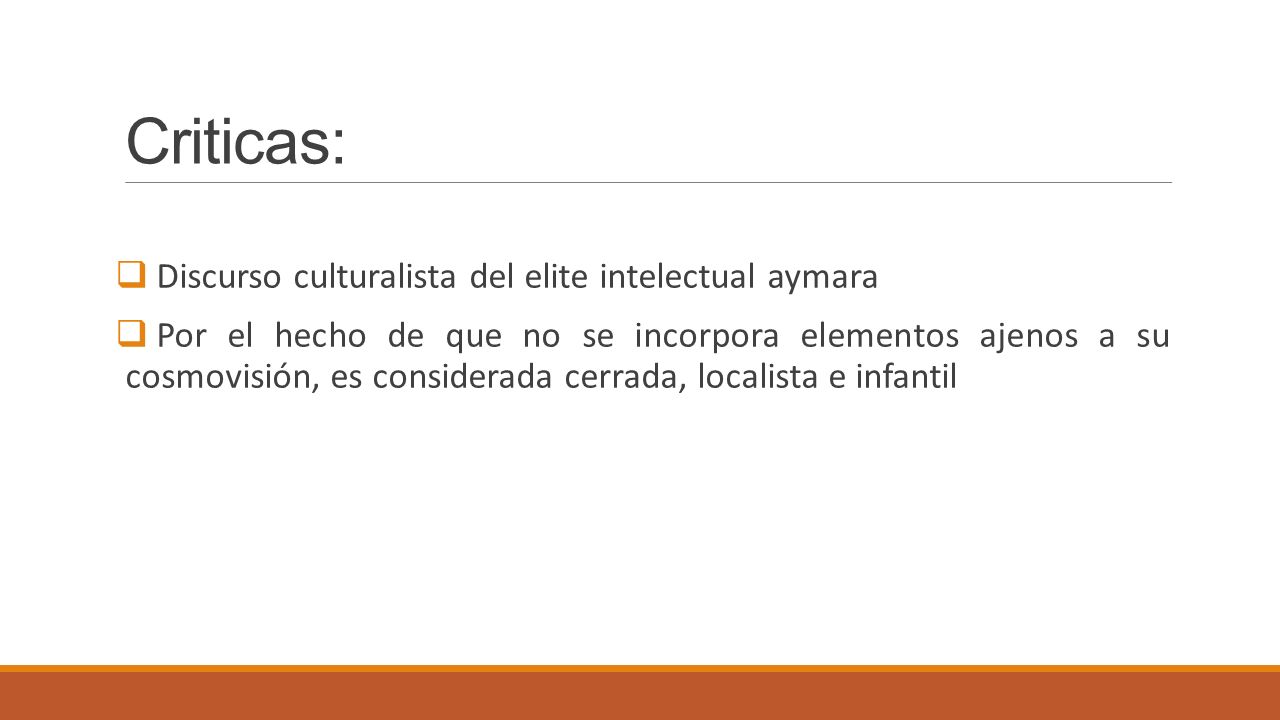 Criticas: Discurso culturalista del elite intelectual aymara