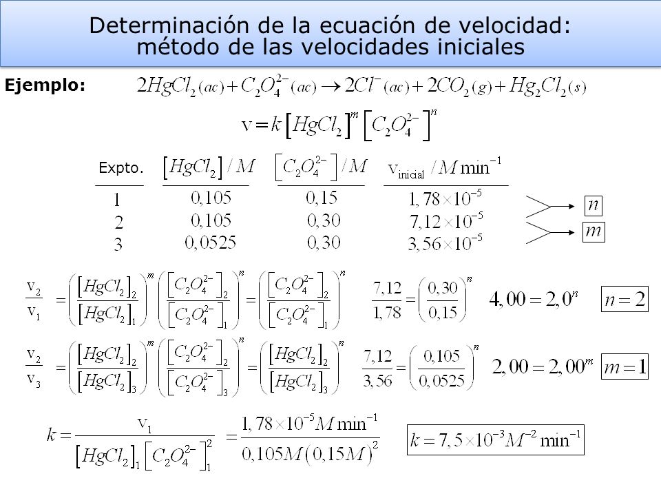 Determinación de la ecuación de velocidad: método de las velocidades iniciales