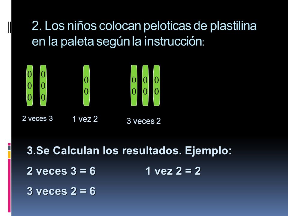 2. Los niños colocan peloticas de plastilina en la paleta según la instrucción:
