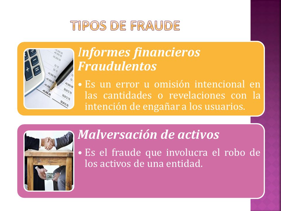 Tipos de fraude Informes financieros Fraudulentos