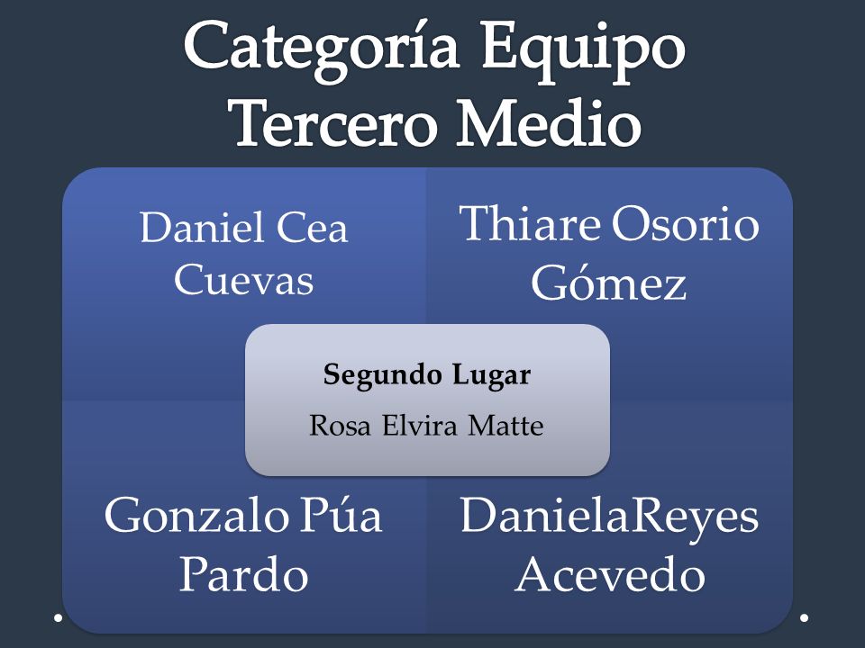 Categoría Equipo Tercero Medio Daniel Cea Cuevas Segundo Lugar
