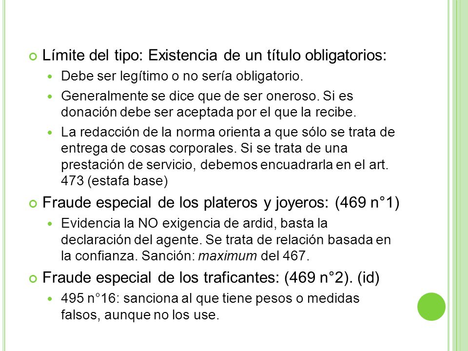 Límite del tipo: Existencia de un título obligatorios: