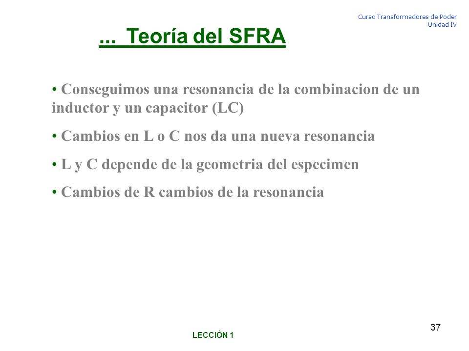 ... Teoría del SFRA Conseguimos una resonancia de la combinacion de un inductor y un capacitor (LC)