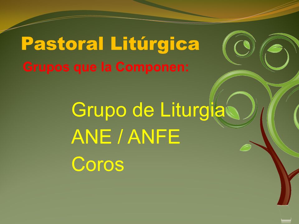 ANE / ANFE Coros Pastoral Litúrgica Grupos que la Componen: