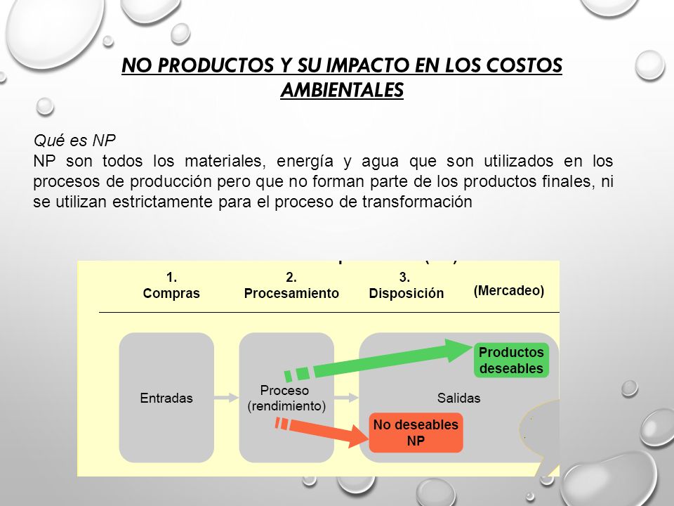 NO PRODUCTOS Y SU IMPACTO EN LOS COSTOS AMBIENTALES