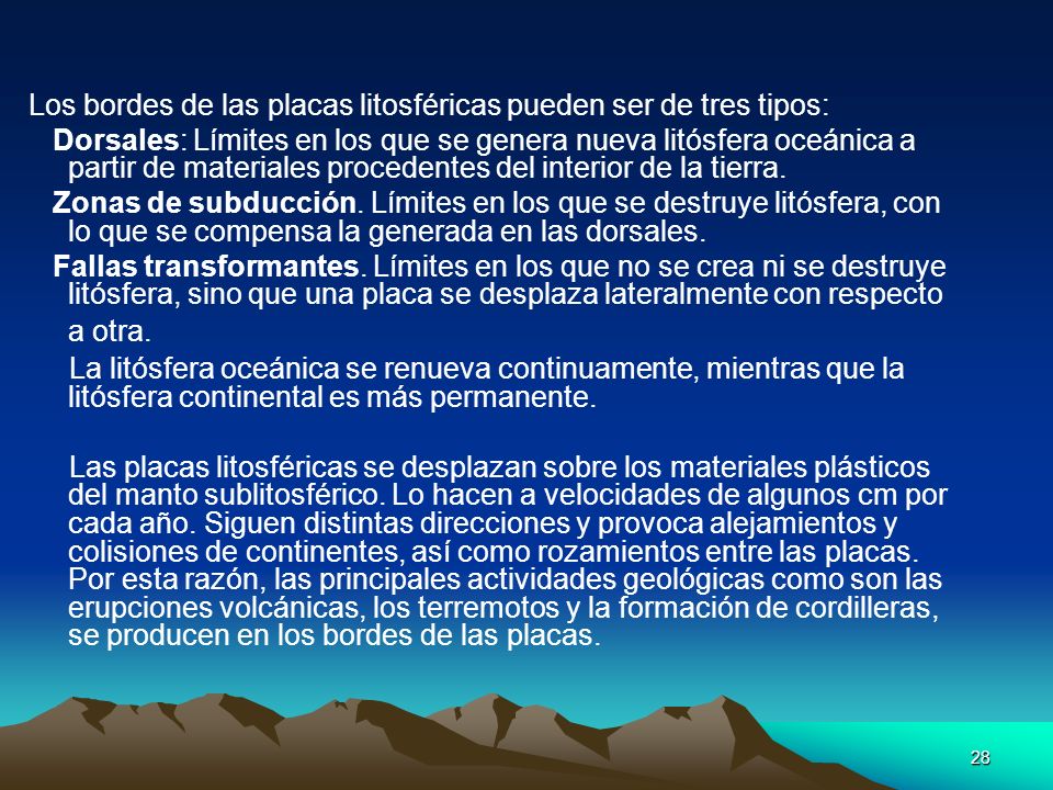 Los bordes de las placas litosféricas pueden ser de tres tipos: