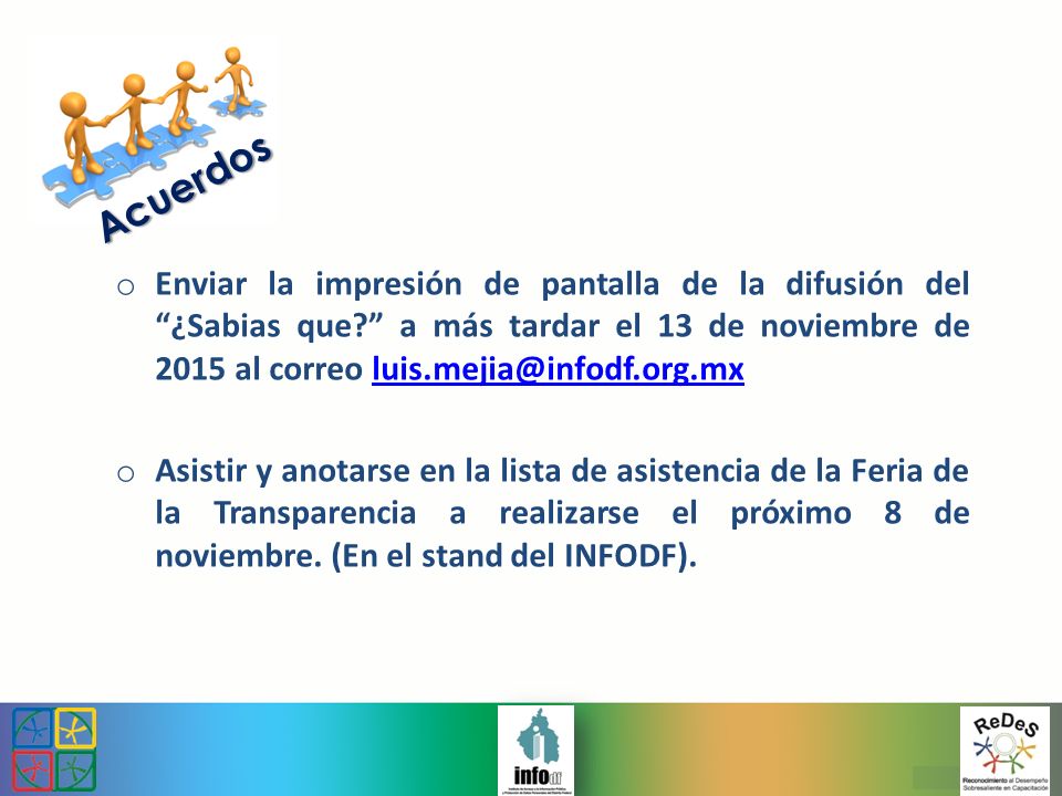 Acuerdos Enviar la impresión de pantalla de la difusión del ¿Sabias que a más tardar el 13 de noviembre de 2015 al correo