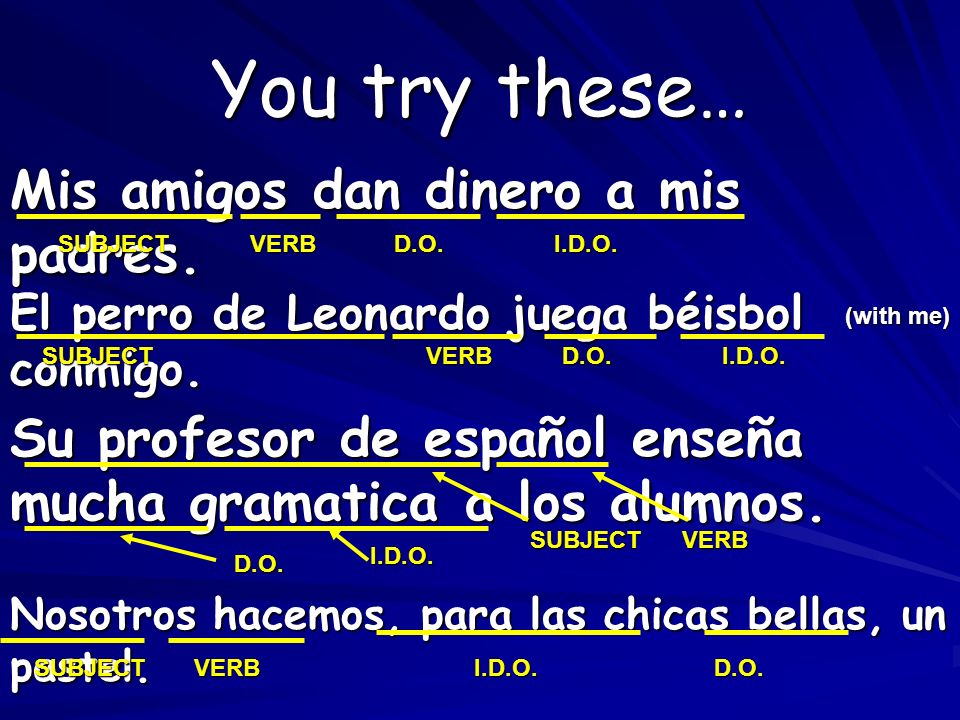 You try these… Mis amigos dan dinero a mis padres.