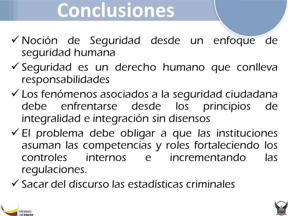 Conclusiones Noción de Seguridad desde un enfoque de seguridad humana