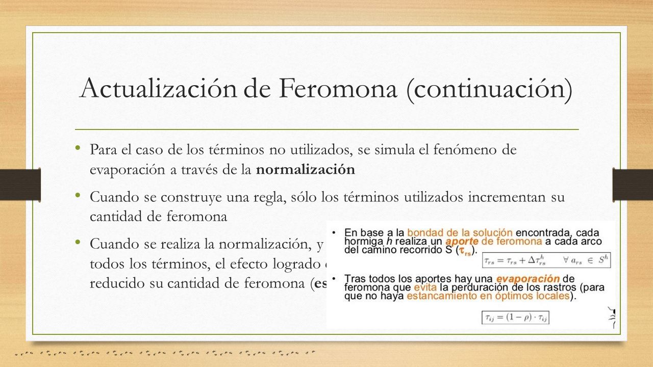 Actualización de Feromona (continuación)