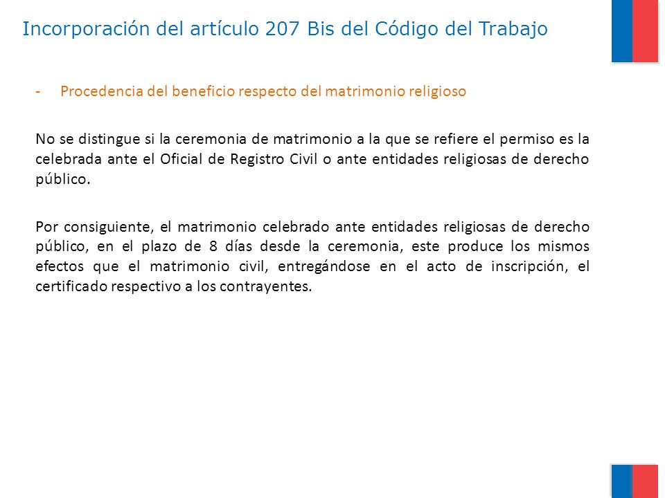 Incorporación del artículo 207 Bis del Código del Trabajo
