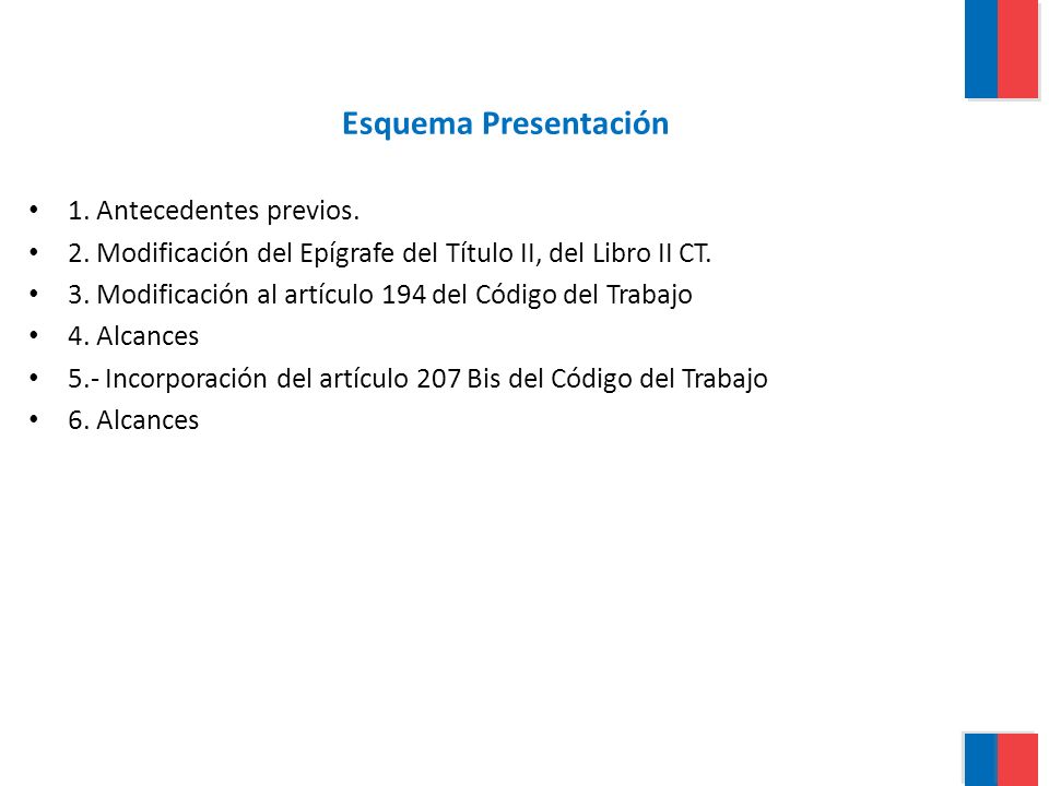Esquema Presentación 1. Antecedentes previos. 2. Modificación del Epígrafe del Título II, del Libro II CT.