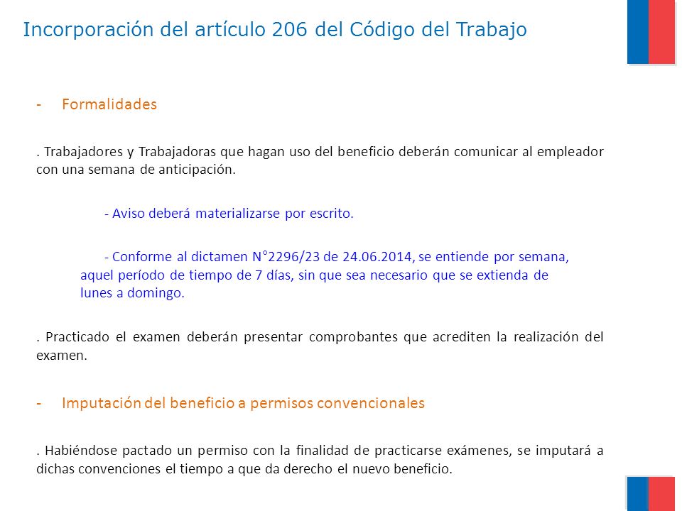 Incorporación del artículo 206 del Código del Trabajo