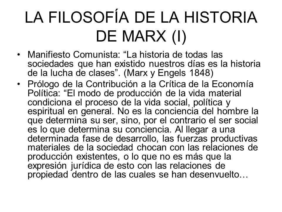 LA FILOSOFÍA DE LA HISTORIA DE MARX (I)
