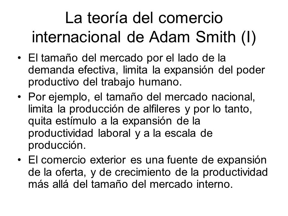 La teoría del comercio internacional de Adam Smith (I)