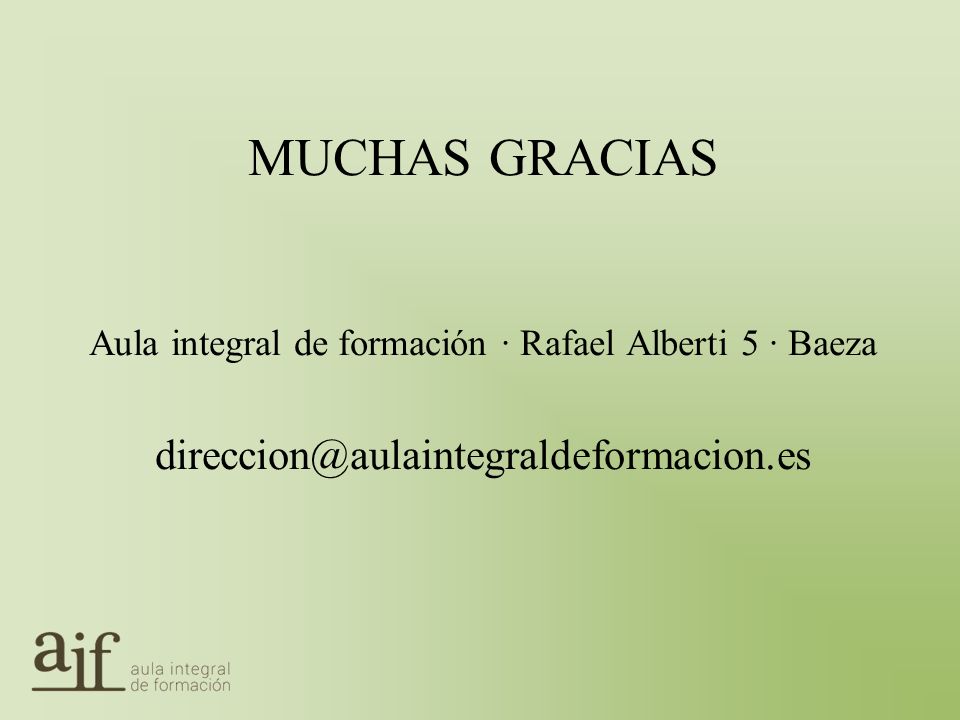 Aula integral de formación · Rafael Alberti 5 · Baeza