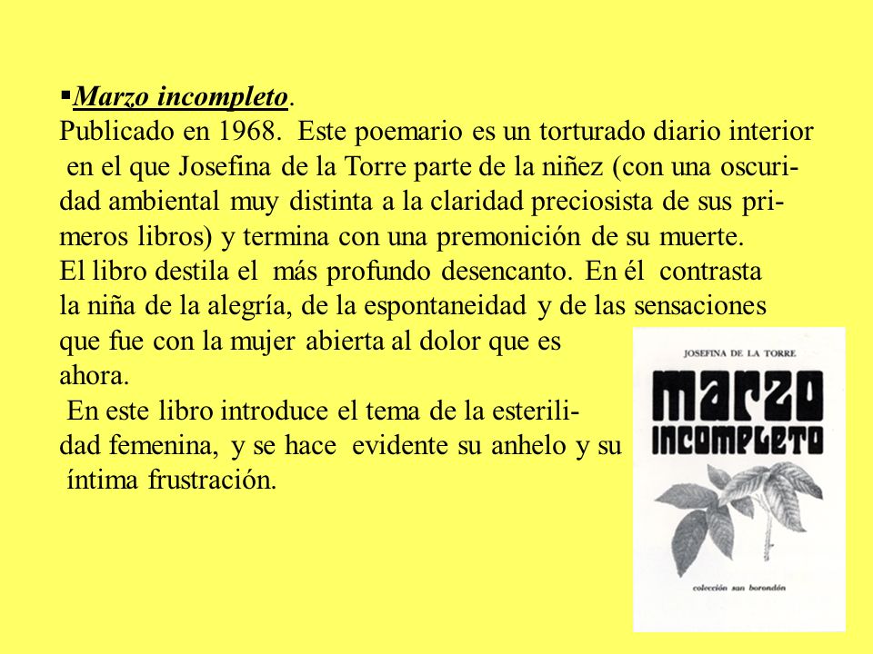 Marzo incompleto. Publicado en Este poemario es un torturado diario interior.