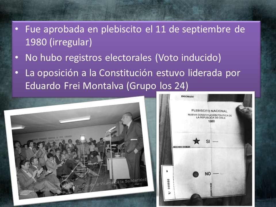 Fue aprobada en plebiscito el 11 de septiembre de 1980 (irregular)