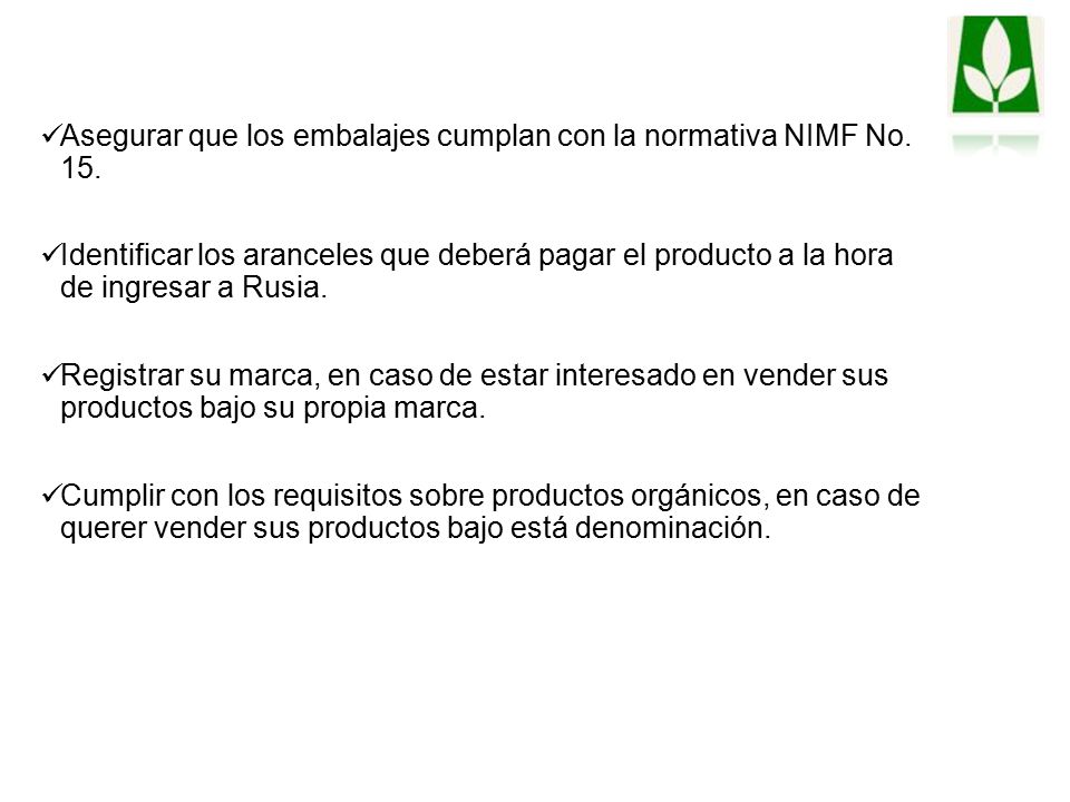 Asegurar que los embalajes cumplan con la normativa NIMF No. 15.
