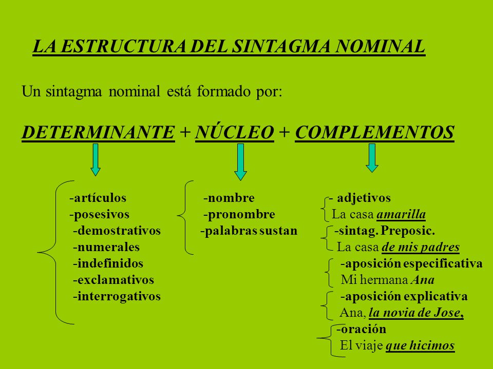 LA ESTRUCTURA DEL SINTAGMA NOMINAL