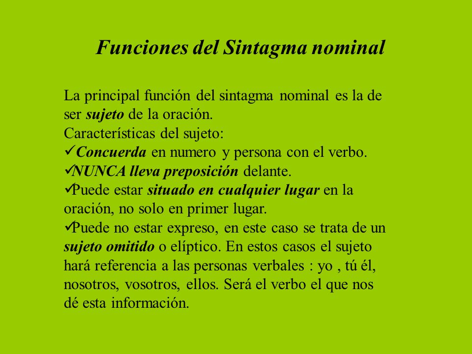 Funciones del Sintagma nominal