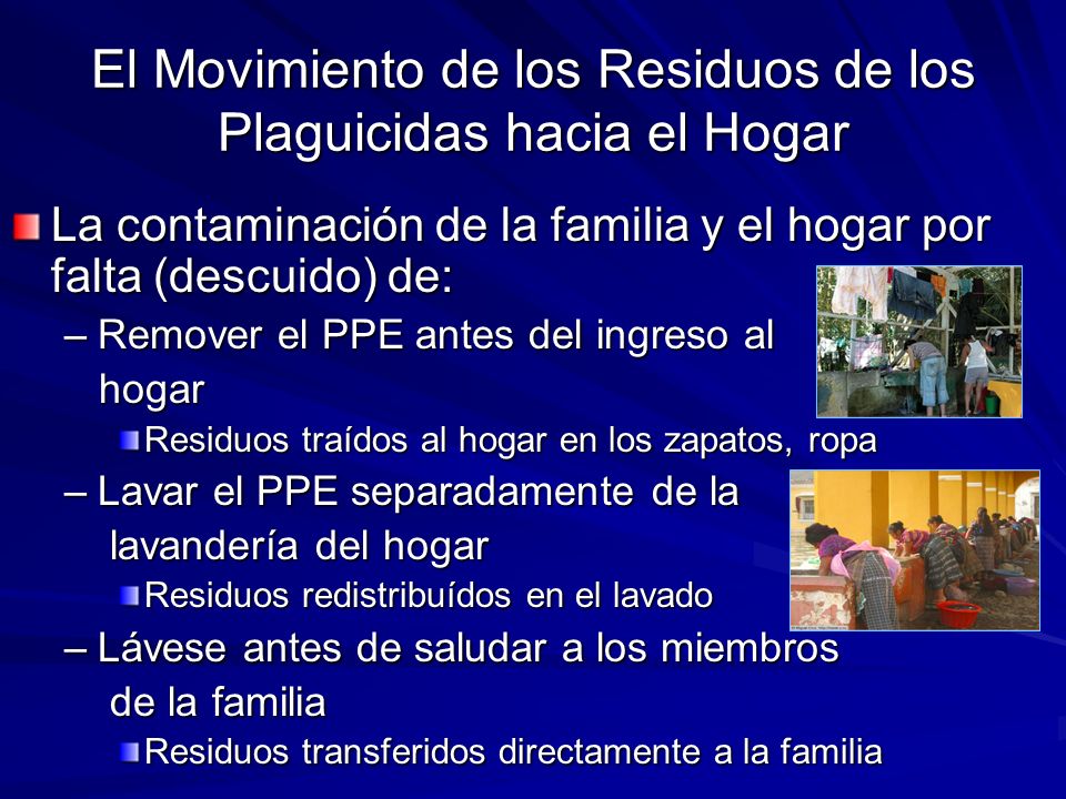 El Movimiento de los Residuos de los Plaguicidas hacia el Hogar