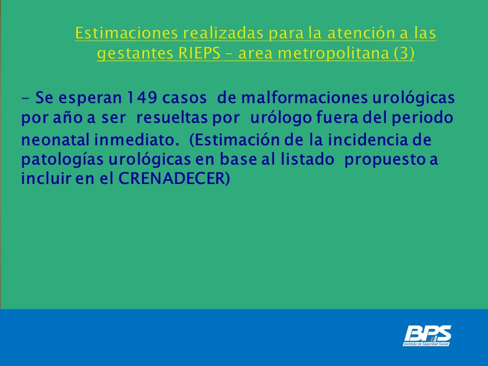 Estimaciones realizadas para la atención a las gestantes RIEPS – area metropolitana (3)