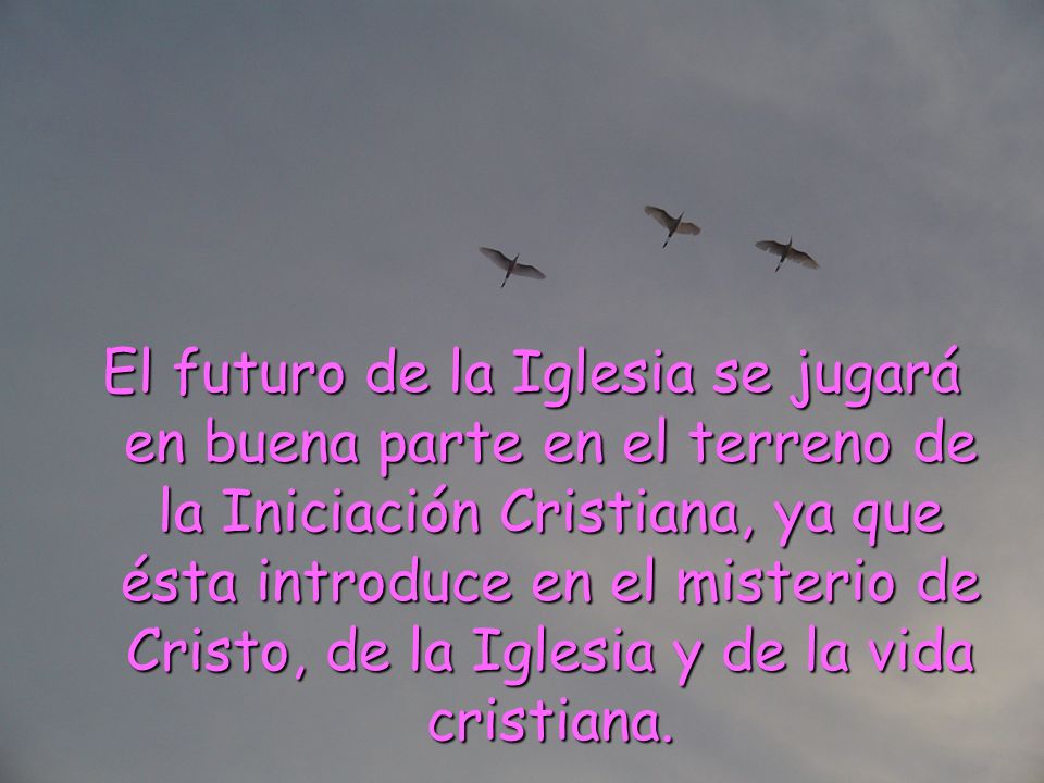 El futuro de la Iglesia se jugará en buena parte en el terreno de la Iniciación Cristiana, ya que ésta introduce en el misterio de Cristo, de la Iglesia y de la vida cristiana.