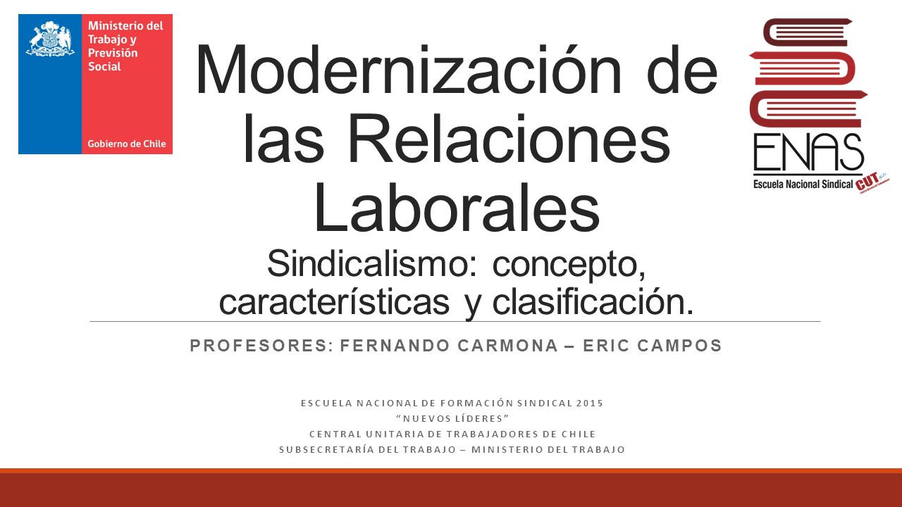 Modernización de las Relaciones Laborales Sindicalismo: concepto, características y clasificación.