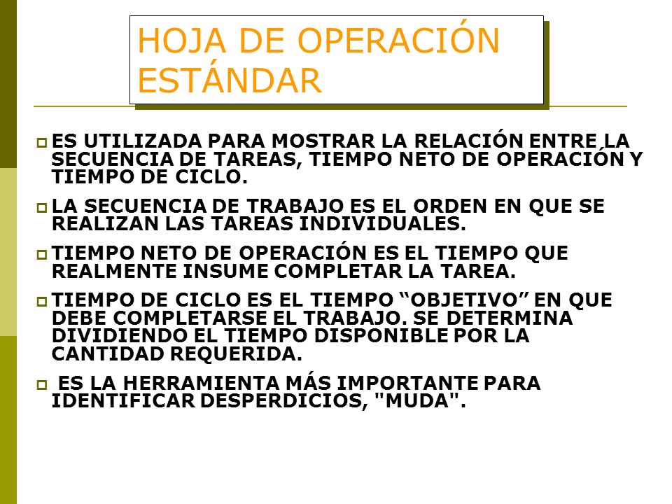 HOJA DE OPERACIÓN ESTÁNDAR