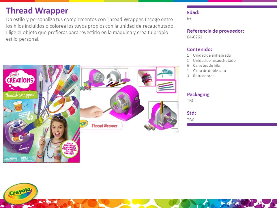 Thread Wrapper Edad: 6+ Referencia de proveedor: Contenido: 1 Unidad de enhebrado.