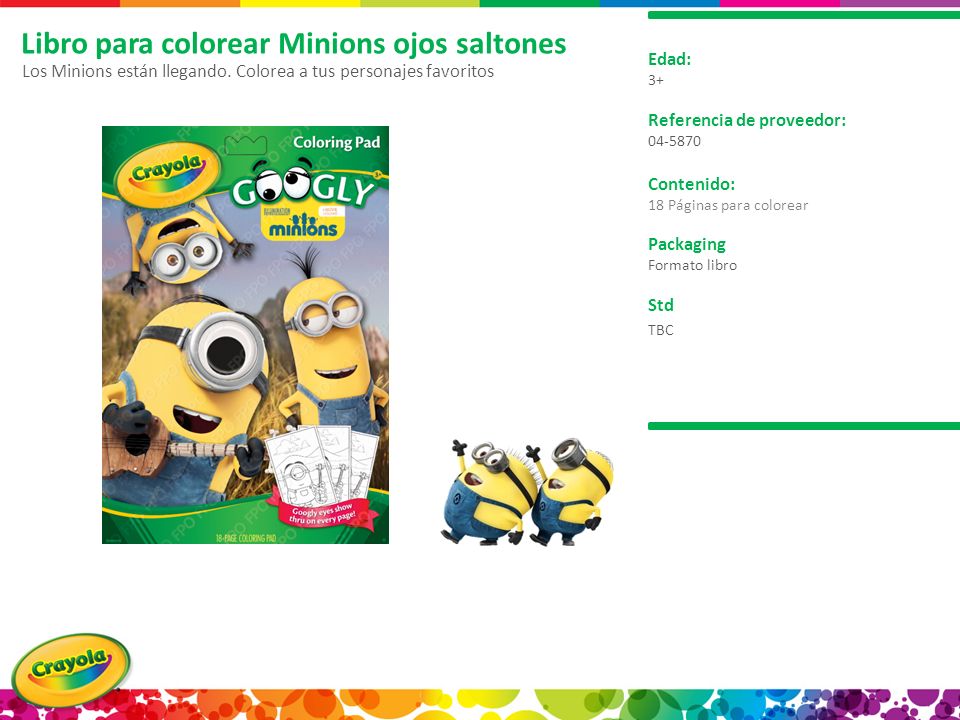 Libro para colorear Minions ojos saltones