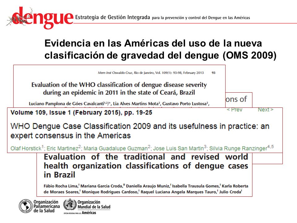 Evidencia en las Américas del uso de la nueva clasificación de gravedad del dengue (OMS 2009)