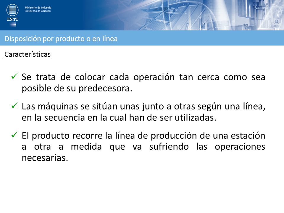 Disposición por producto o en línea