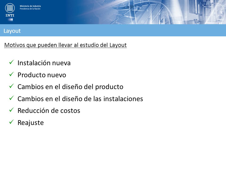 Cambios en el diseño del producto