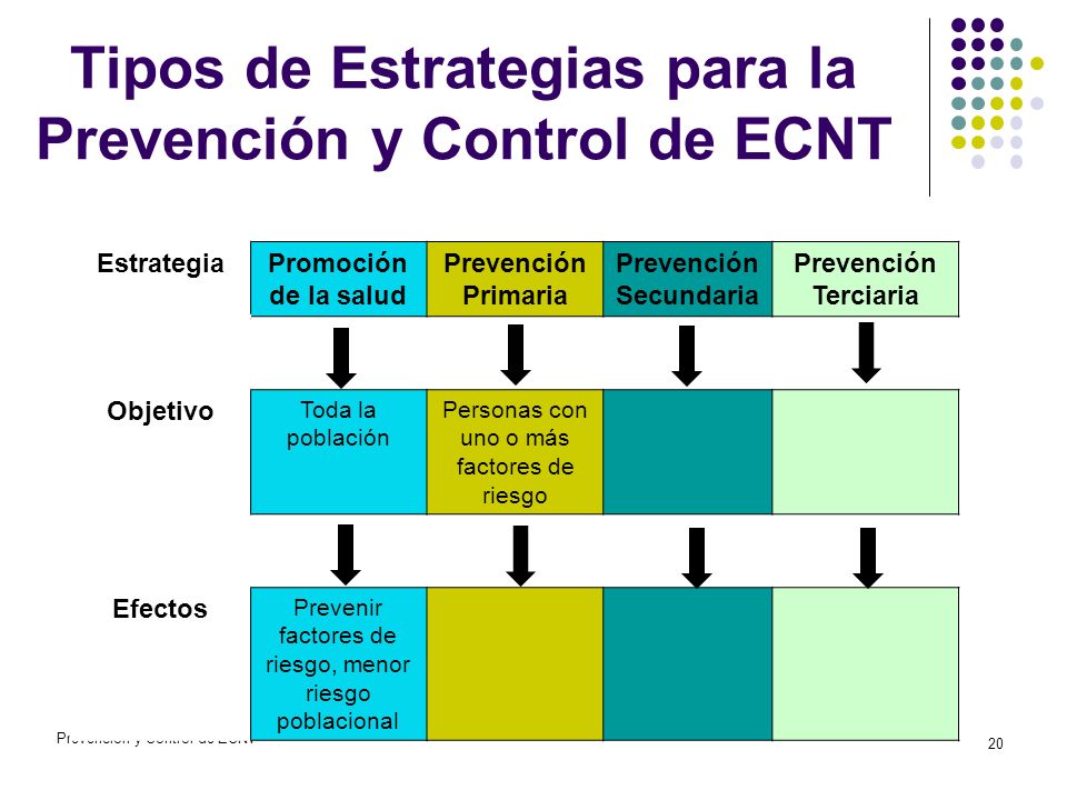 Tipos de Estrategias para la Prevención y Control de ECNT