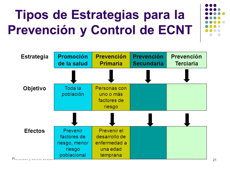 Tipos de Estrategias para la Prevención y Control de ECNT