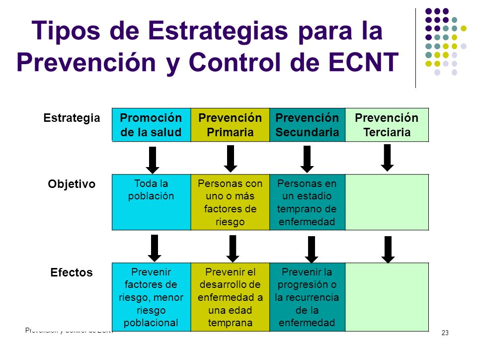 Tipos de Estrategias para la Prevención y Control de ECNT
