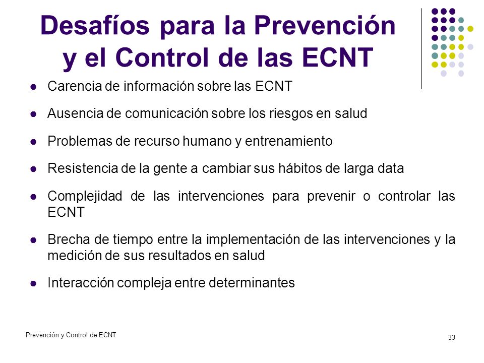 Desafíos para la Prevención y el Control de las ECNT