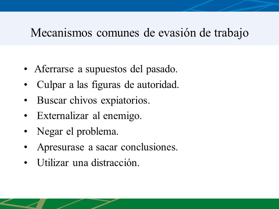 Mecanismos comunes de evasión de trabajo