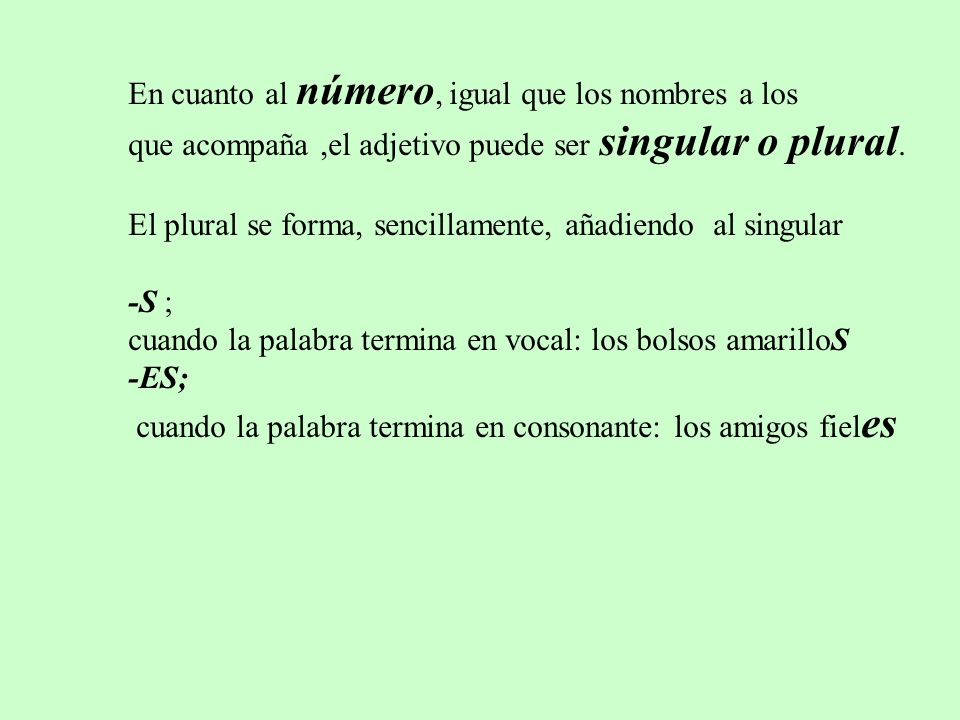 En cuanto al número, igual que los nombres a los