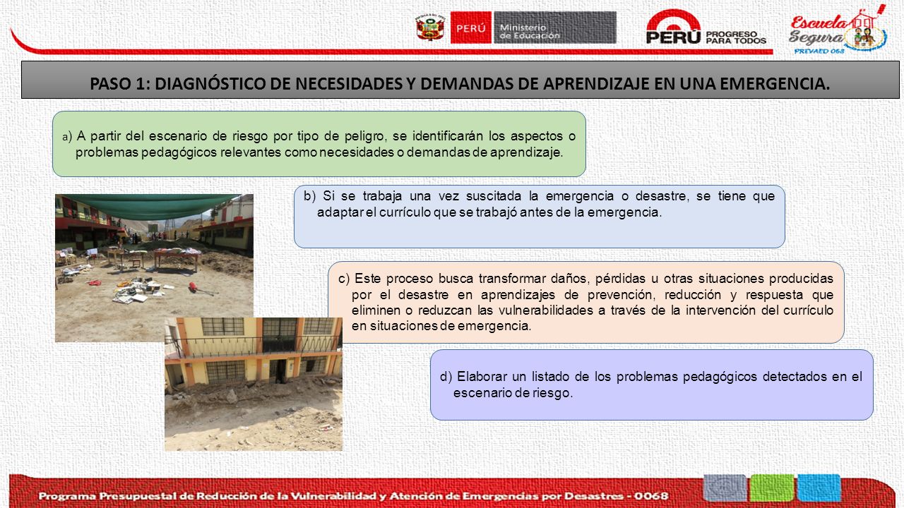 PASO 1: DIAGNÓSTICO DE NECESIDADES Y DEMANDAS DE APRENDIZAJE EN UNA EMERGENCIA.