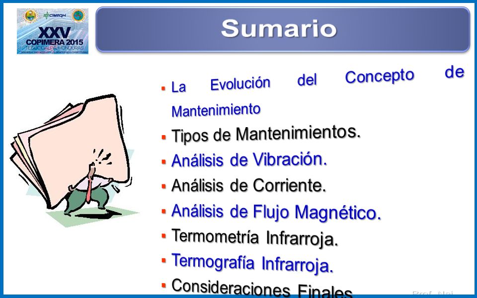 Sumario Tipos de Mantenimientos. Análisis de Vibración.