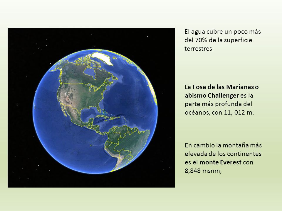 El agua cubre un poco más del 70% de la superficie terrestres
