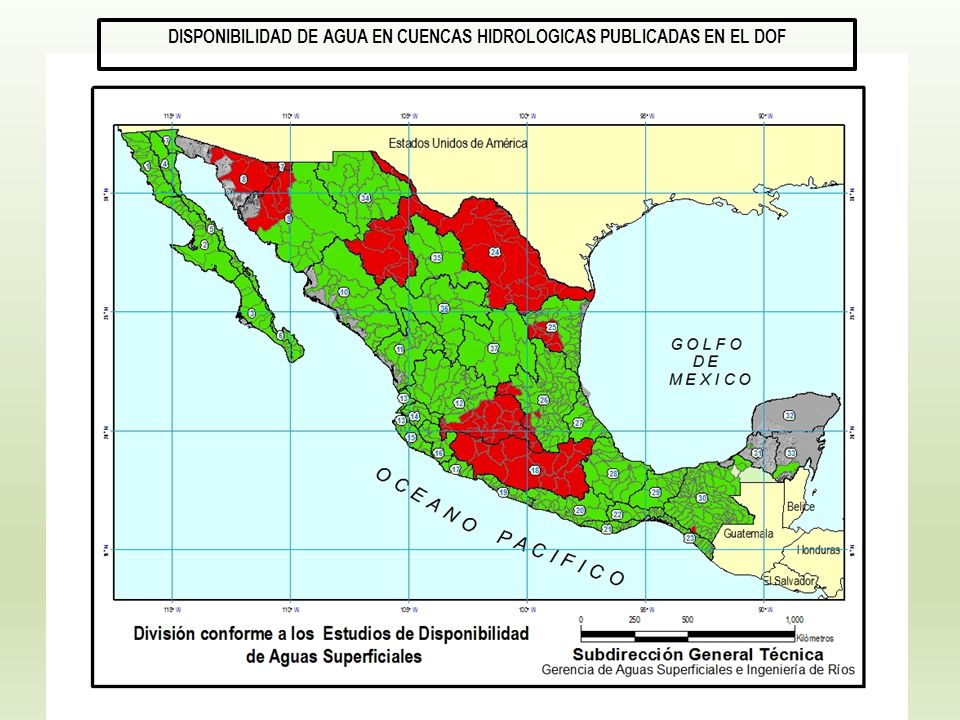 DISPONIBILIDAD DE AGUA EN CUENCAS HIDROLOGICAS PUBLICADAS EN EL DOF