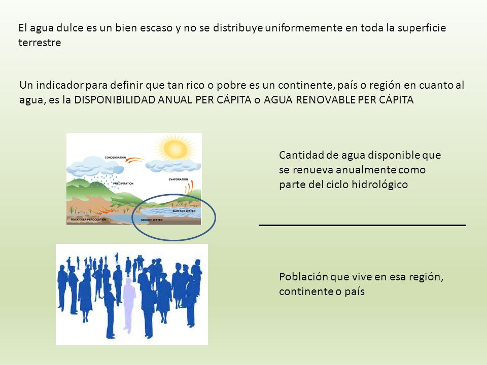 El agua dulce es un bien escaso y no se distribuye uniformemente en toda la superficie terrestre